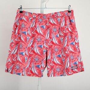 Vineyard Vines Swim Trunks Mens Large Red Nautical Sailboat Anchor Print Shorts